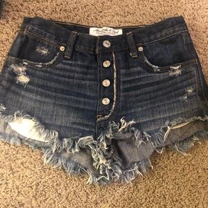 High rise denim shorts